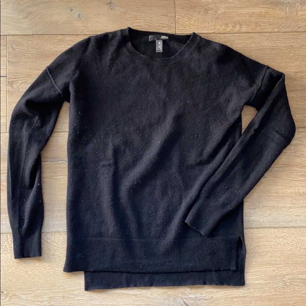 AQUA BLACK CASHMERE SWEATER